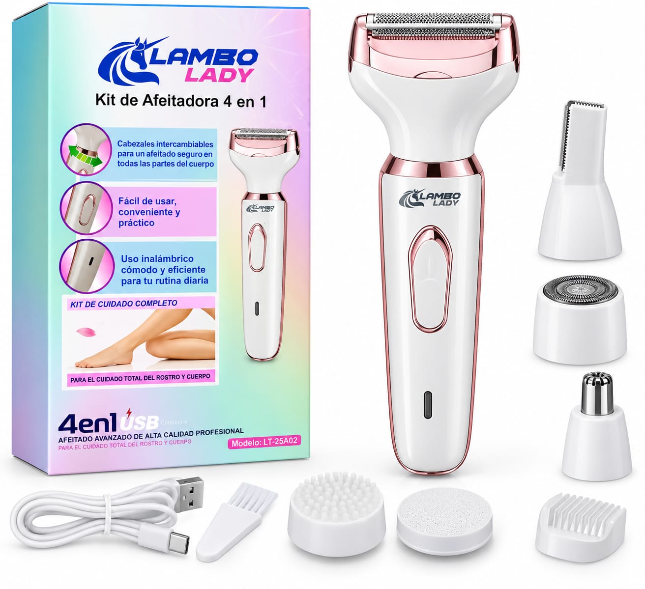 Kit de Afeitadora 4 en 1 Lambo Lady LT-25A02