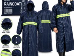 Piloto Impermeable Largo Con Capucha Y Banda Reflectiva