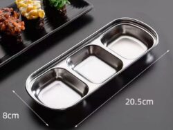 Plato Salsero o Copetinero De Acero Inoxidable 3 Divisiones NEXT MB-0004