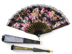 Abanico De Mano Plegable Floral y Bordes De Encaje NEXT IMPORT