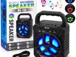 Parlante Portátil Bluetooth MS-T03 Inalámbrico Con Luces LED Y Radio FM