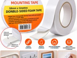 Cinta Doble Faz De Espuma 18mm X 5m Montaje Fuerte Cuadros SR2654