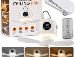 Ventilador de techo portátil con luz LED y control remoto D-17195