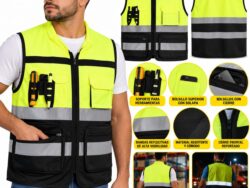 Chaleco Reflectivo De Seguridad Multibolsillos Porta Identificación DL2153