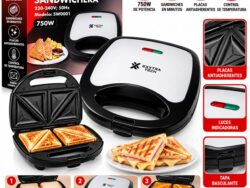 Sandwichera Eléctrica Exxtra Tech SW0001 750W Antiadherente