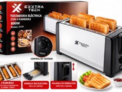 Tostadora Eléctrica 4 Ranuras Exxtra Tech 800W Regulable SC119