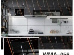 Rollo Vinilo 60x200cm Marmol Negro Lineas Rojas y Blanco WMA-056